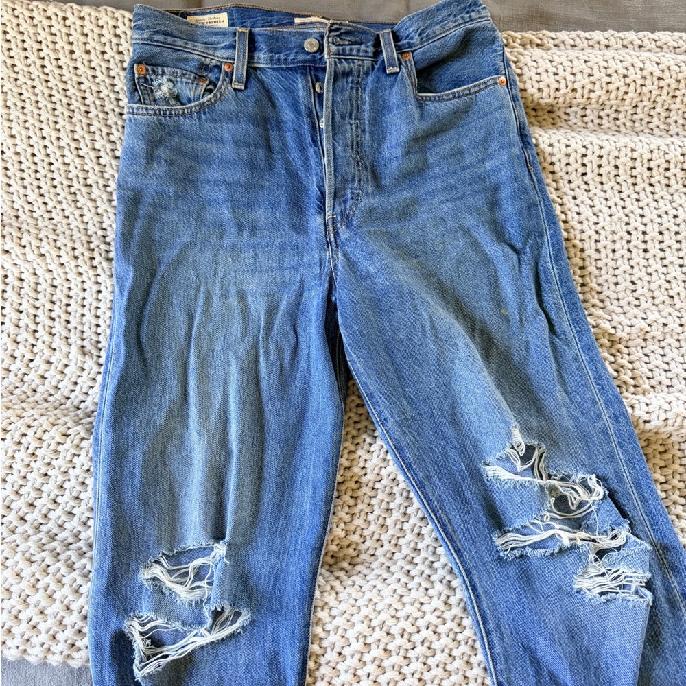 Classic Blue Distressed Women Jeans